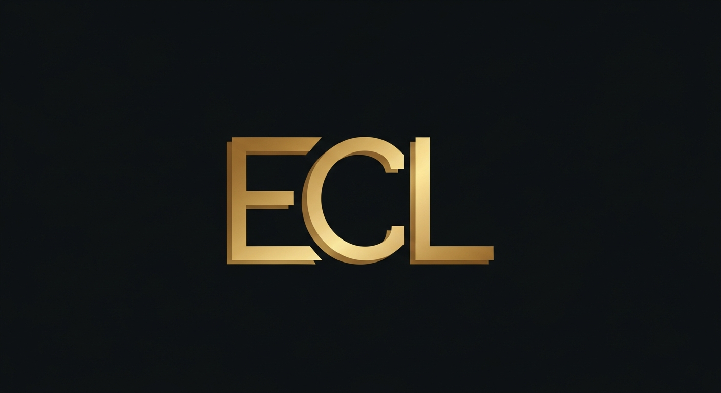 AI_IMAGE: A minimal gold monogram logo reading 'ECL' on a solid black background, styled as a structural engineering firm mark. Precise, geometric, technical. | minimalist | landscape